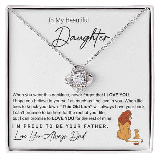 To My Beautiful Daughter - Lion King Nyla - Love Knot Necklace