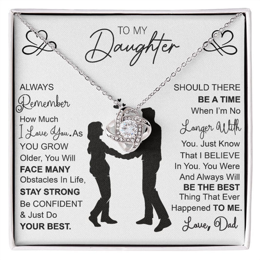 To My Beautiful Daughter - Stay Strong - Love Knot Necklace