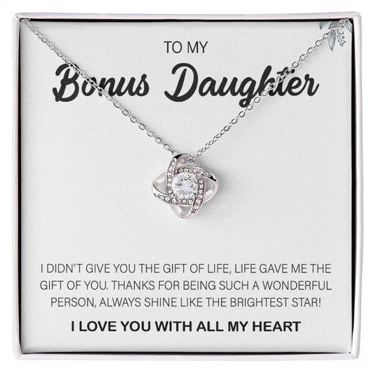 To My Bonus Daughter - Premium -  Love Knot Necklace
