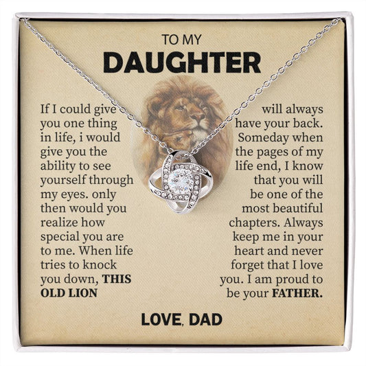 To My Daughter -Give One Thing - Love Knot Necklace