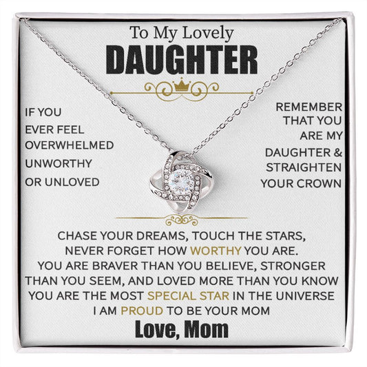 To My Lovely Daughter - Chase Your Dreams - Love Knot Necklace